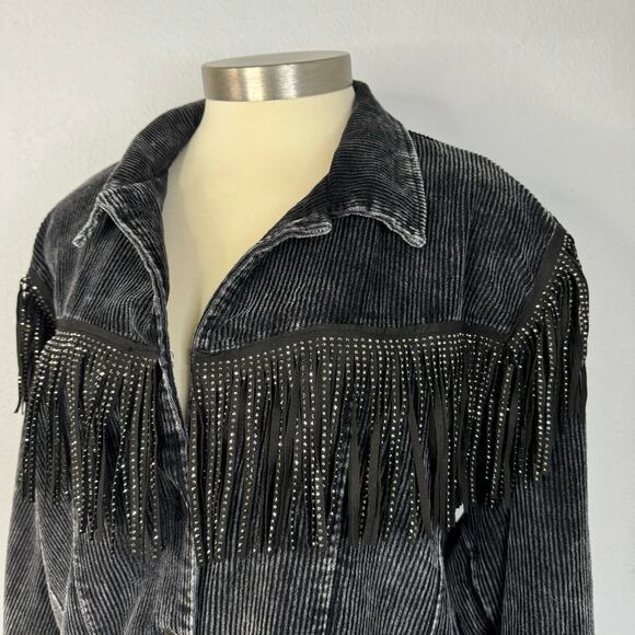 POL Cord Corduroy Western Boho Gray Jacket Size Large - Picture 4 of 7